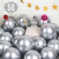 Сребрени латекс балони - Сет од 50