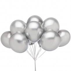 Сребрени латекс балони - Сет од 50