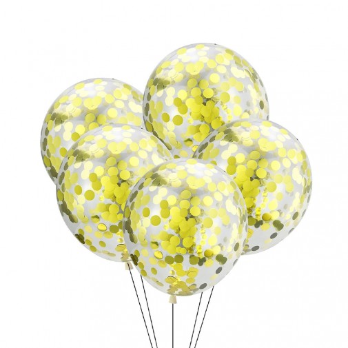 Балони со Златни Конфети - Сет од 10